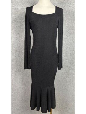Allegra K Black Long Sleeve Ribbed Square Neck Mermaid Dress  Size Medium NWT's